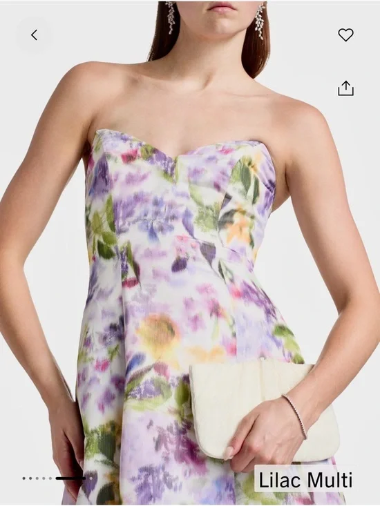 Badgley Mischka Floral Taffeta Strapless Gown. NWT - Picture 5 of 10